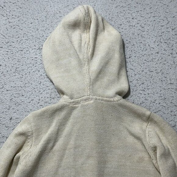 Roxy Girl 6X Button Down Hoodie Sweater Beige Striped Knit Boho Sweatshirt - Picture 12 of 16